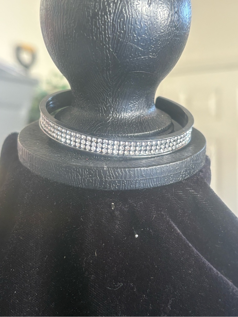 Crystal-Accented Black Bangle Bracelet - Women Jewelry